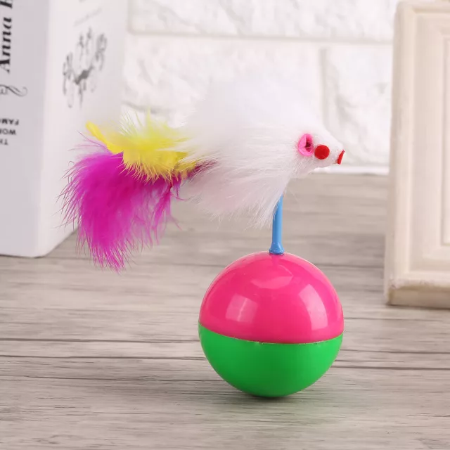 Pet Cat Kitten Teasing Toy Teaser Colored Feather Ball Funny Interactive To Qcs 3