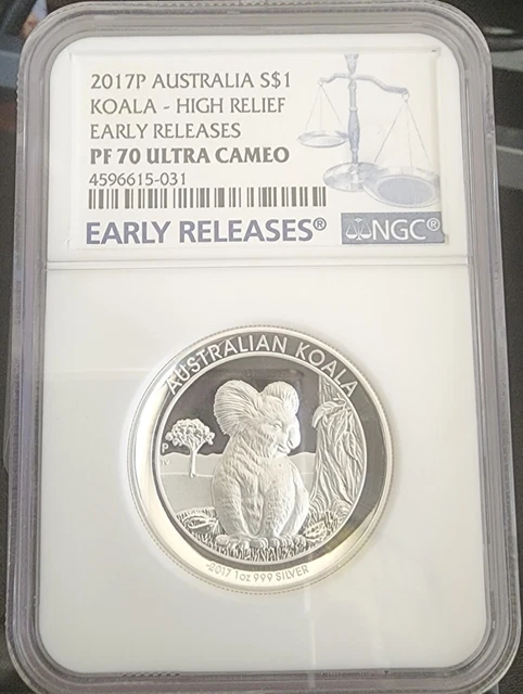 Australia Koala Silver 1 oz NGC Certified- 2017P PF70 High Relief Ultra Cameo ER