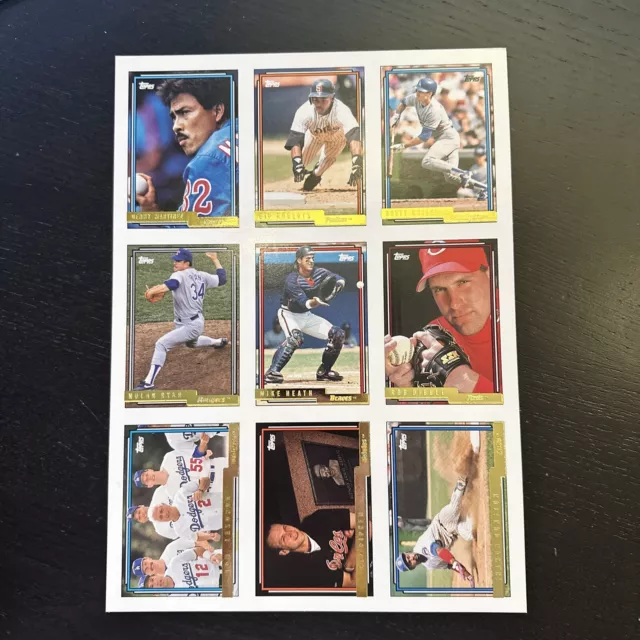 1992 Topps Gold Pre Production Sample Promo Full Sheet Panel Ripken Nolan Ryan