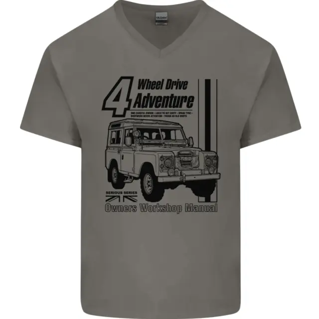 T-shirt 4 ruote motrici Adventure 4X4 Off Road da uomo collo a V cotone