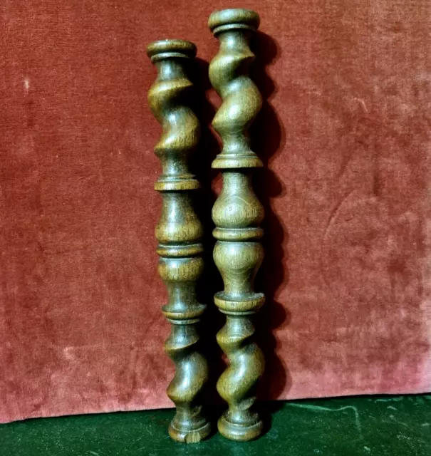 2 Barley twist turned spindle Column 12" - Antique french architectural salvage