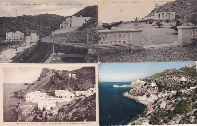 Lot de 4 cartes postales anciennes postcards TUNISIE TUNISIA KORBOUS