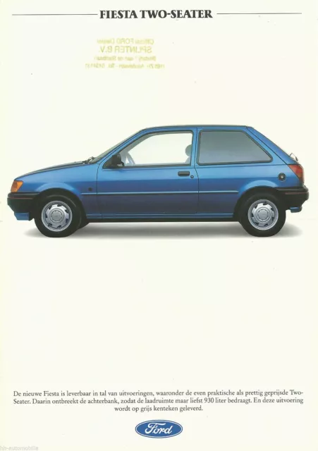 Ford Fiesta Two-Seater Prospekt 1990 NL Van Lieferwagen brochure catalog