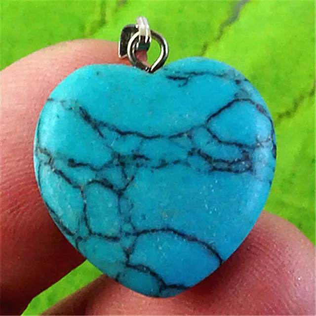 JT47974 20x20x5mm Beautiful Blue Turquoise Heart Pendant Bead