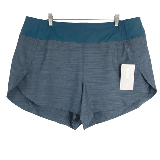 Athleta Run With It Textured 3.5" Short Sequoia Blue Teal NWT Women's 2X