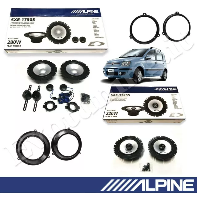 Set 6 Haut Parleur Haut-Parleurs Alpine Avant+Arrière pour Fiat Panda 169 2003>