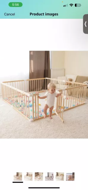 Baby Playpen for Toddler, Wooden Large Baby Playard, Safety Baby Play Fence with