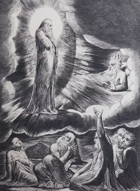 William BLAKE : Apparition du saint - GRAVURE N&B - Livre de Job  - Bible #1902