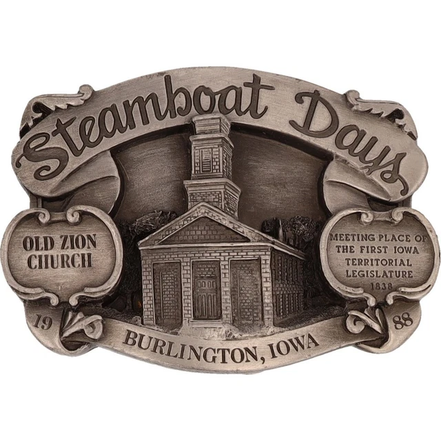 Steamboat Giorni Burlington Iowa Vecchio Zion Chiesa Festival 80s Vintage Belt