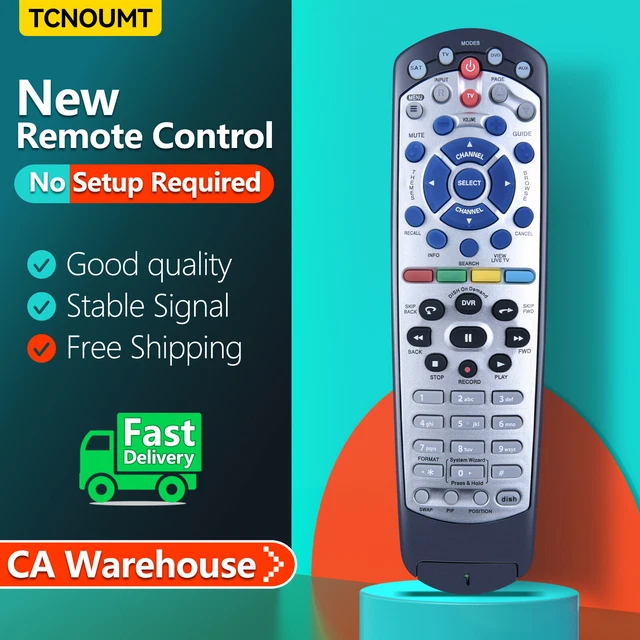 Dish Network 5.0 IR Replacement Remote Control – Silver, For TV1 With TV/VCR/AUX – 118575