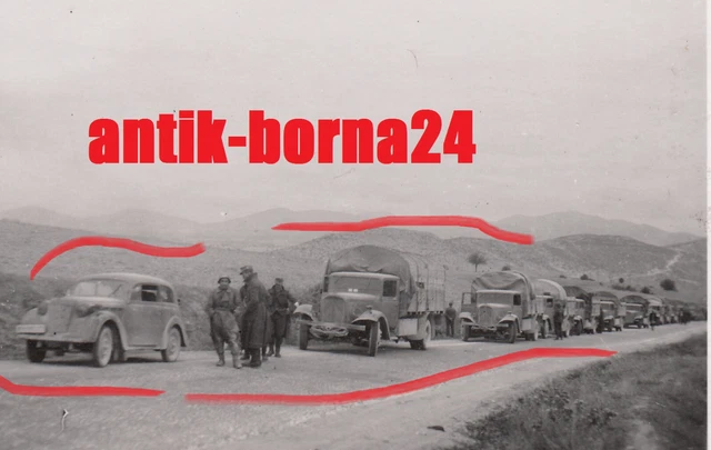 Foto WH Soldat Kübel PKW Auto Kolonne Griechenland Greece Paßstrasse Geb.Jg G305
