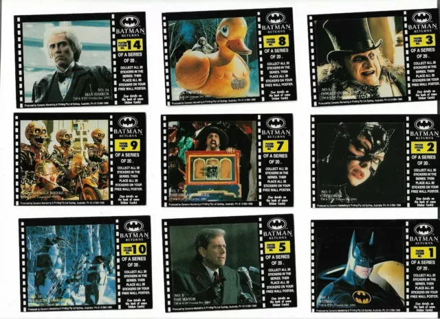 Batman Returns Sticker Cards Dynamic Marketing Australia 1992