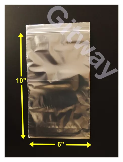 6" x 10" Reclosable Resealable Zip Top Lock Bag Clear Plastic 6x10" Bags 2 ML