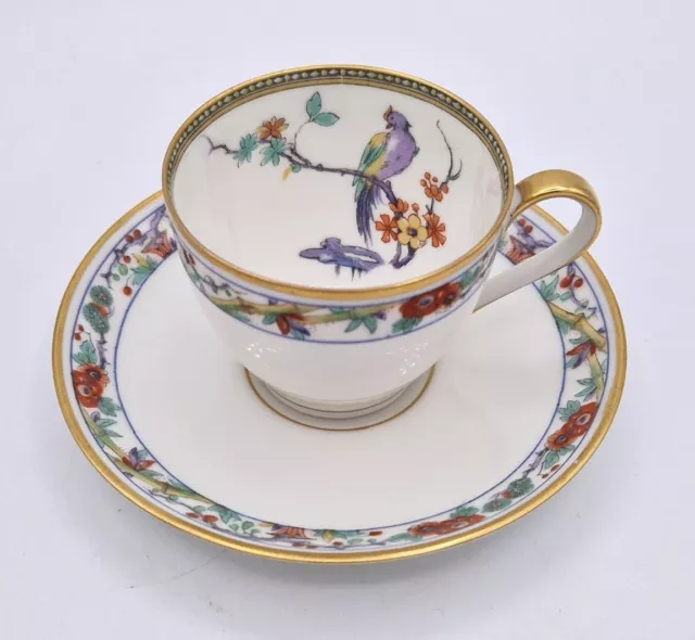 Haviland Theodore Limoges Paradise Vogeltasse & Untertasse mit Blumenrand