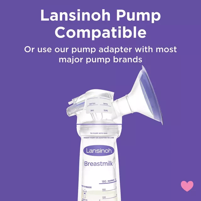 Lansinoh Breastmilk Storage Bags with Pump Adapters for Bags, 50 count Free Post 2