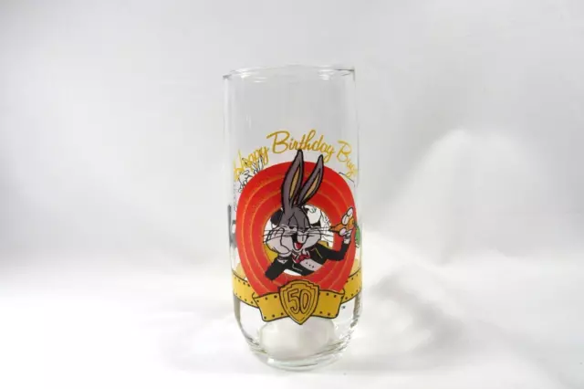 Vtg Warner Bros. 1990 Happy Birthday Bugs Bunny  50Th Anniversary Glass Set Of 3 2