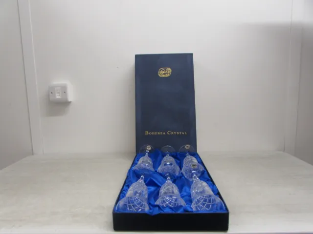 Set of 6 Prague Bohemia Crystal Champagne Flutes, In Original Silk Lined Box