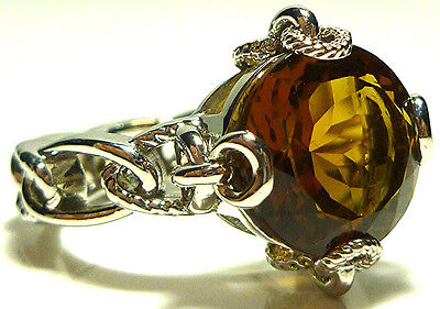 Atelier Sterling Silver Cable Chain Citrine Crystal Cocktail Ring Band Size 8