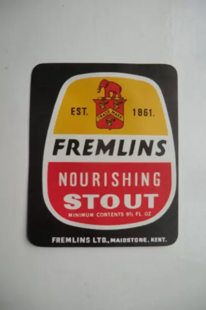 MINT FREMLINS NOURISHING STOUT MAIDSTONE KENT 9 2/3 fl oz BREWERY BEER LABEL