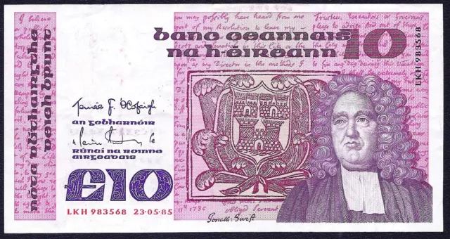 Ireland Republic 10  Pounds 1985  P-72  Vf  (Lkh)