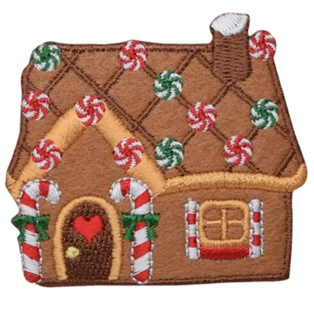 Weihnachtsanwendung Aufnäher - Lebkuchenhaus, Süßigkeitenrohr, Herz 2,5" (Aufbügeln)