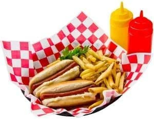 100 Pc Red Checkered Food Basket Liners -USA MADE- Grease Proof Deli Paper Sheet