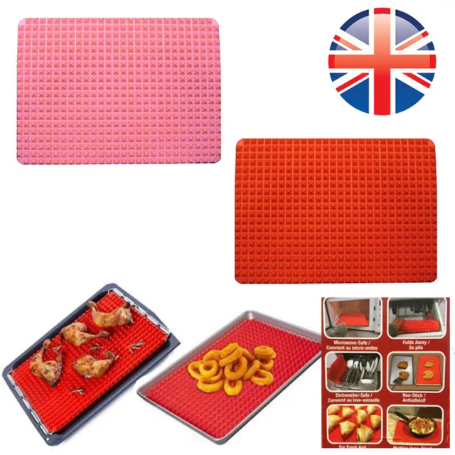 *UK Seller* Silicone Pyramid Pan Fat Reducing Oven Tray cooking Mat Baking Sheet