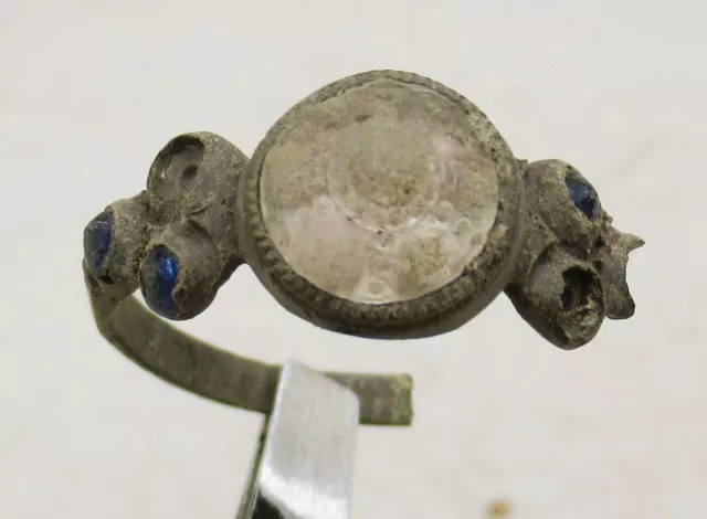 A2 An Ancient Bronze Ring With A Gemstone Insert From The Medieval Era
