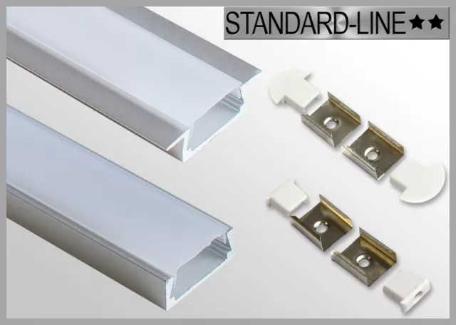 Ab 4,49 €/m LED Strip Alu Profil 1 & 2m Aufbau Leiste Einbau Schiene eloxiert