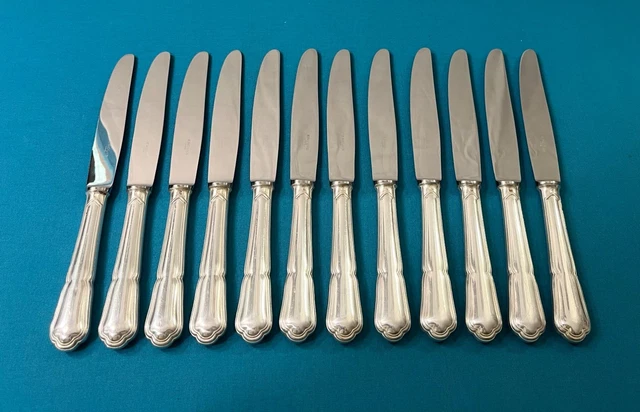 12 COUTEAUX FOURRÉS argent poinçon minerve et maitre orfèvre ? longueur 20 cm EUR 90,00
