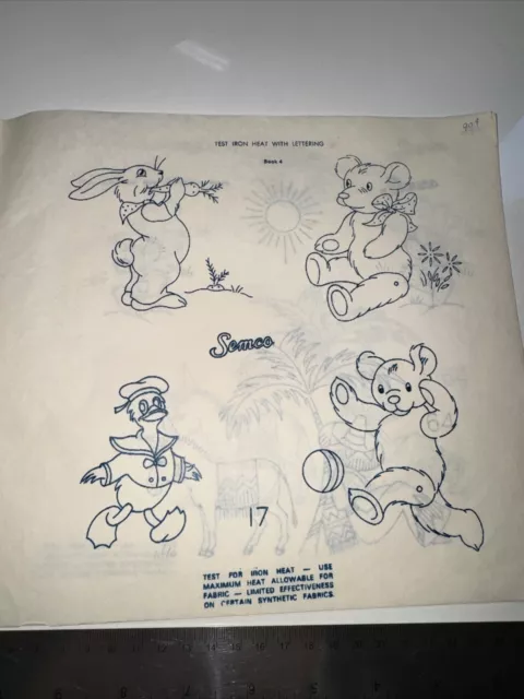 Semco c. 1970s Vintage Embroidery Transfer Booklet 8 pgs., Mexican, animals VGC