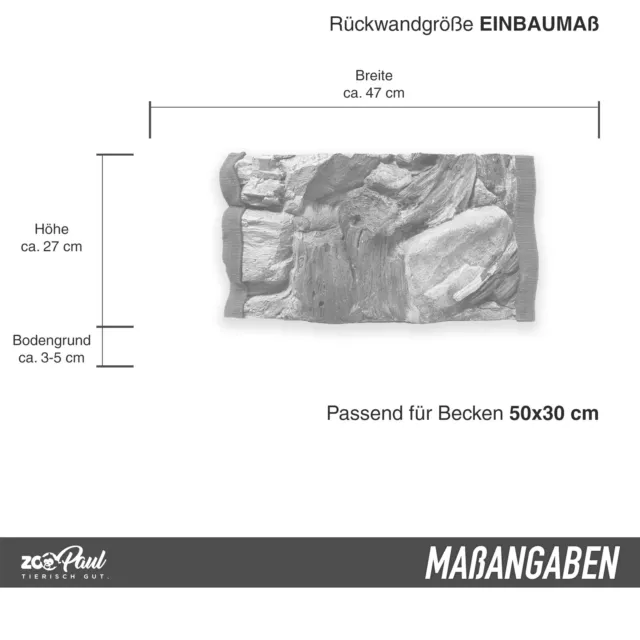 3D Aquarium Arrière Fin Schieferoptik Gris 50 x 30 / 47x26, 5cm Malawi Rock Neuf 2