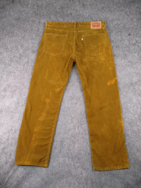 Levis Jeans Mens 36x30 Brown Corduroy Pants 505 Regular Fit Bleached Distressed