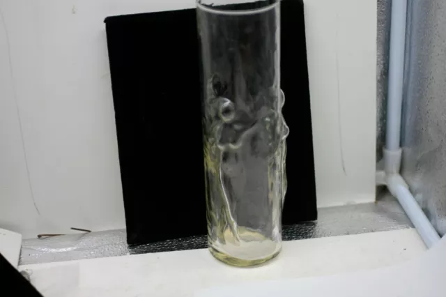 Vintage Libbey Clear Glass Tall Vase With 3D Dancing Nude Women Signed E1
