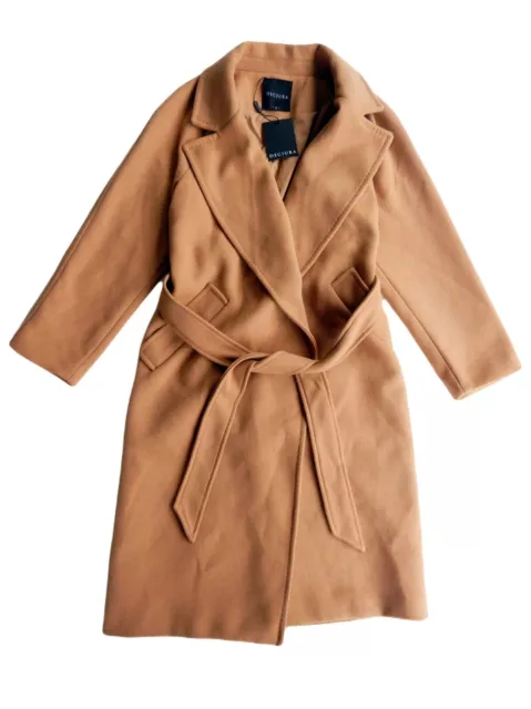 Decjuba Women's New Designer Heavy Long Brown Winter Coat - Medium - RRP $200