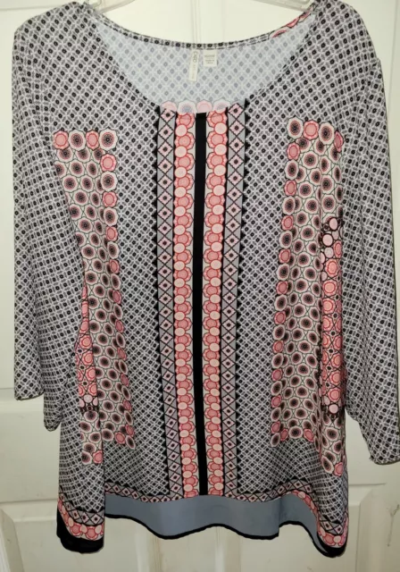 🌻NWOT CATO Women's Plus Size 18/20W Blue White Pink Top Tunic Blouse