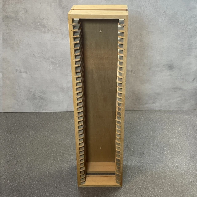 Estante torre de almacenamiento de CD de madera, almacena 35 CD, 58 cm de alto, madera real, piso o pared