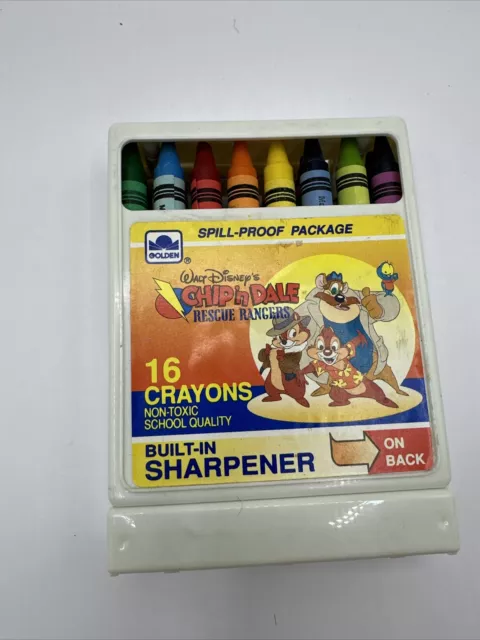 Rare Vintage Disney Golden Crayons Chip n Dale Rescue Rangers Box w Sharpener