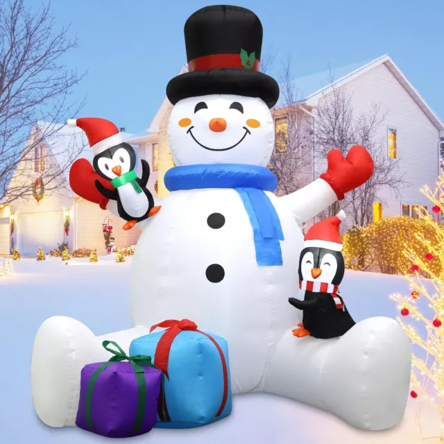 Christmas Inflatables Outdoor Decoration, 6FT Blow Up Snowman with Penguins, ...