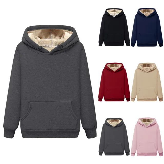 Womens Fleece Lined Hoodies Pullover Hooded Sweatshirt Casual Winter Warm Tops