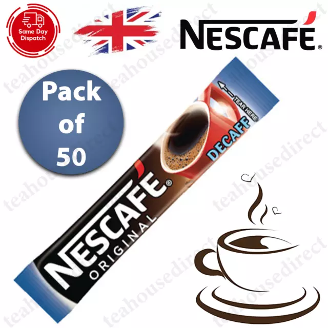 50 x Nescafe Decaf Decaff Instant 1 Cup Individual Coffee Sticks Sachets - Decaf