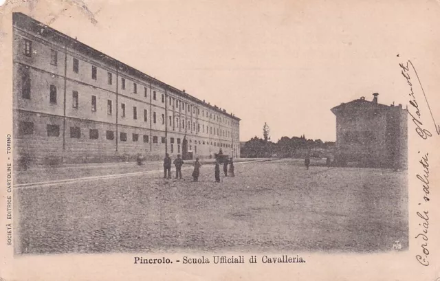Torino - Pinerolo Scuola Ufficiali di Cavalleria - fp vg 1904 abrasioni