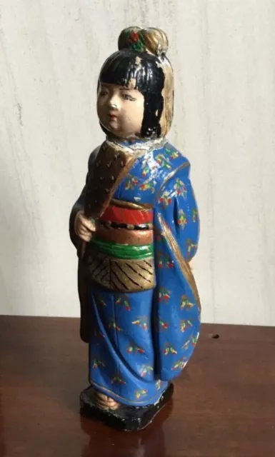 Antique geisha girl painted figure, c1920s ,possibly terracotta based .