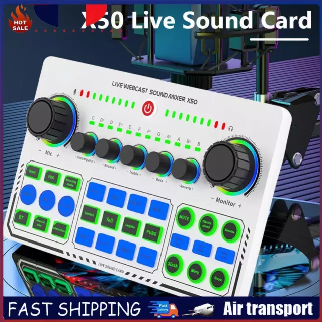 X50 Live Sound Card DJ Mixer Professional Audio Mixer Music Sound Card FR