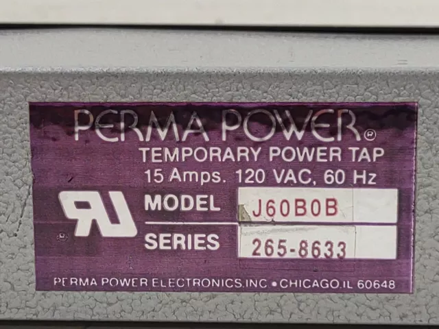Perma Power 6 Outlets, 120 Volts, 15 Amps, 6' Cord, Power Outlet Strip J60BOB