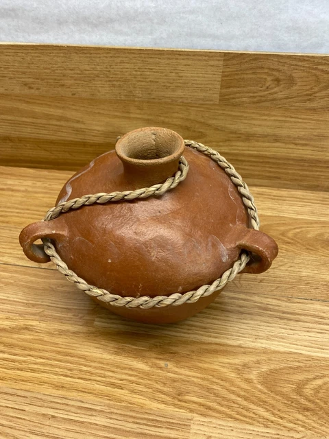 Hand Made Clay Pottery Water Cantine Mexican Style Vase Home Decor