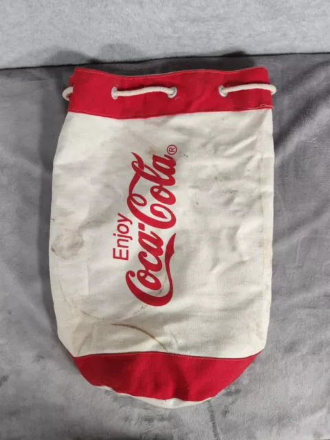 Rare Vintage Coca-Cola Drawstring Duffle Bag Backpack Gym Sack