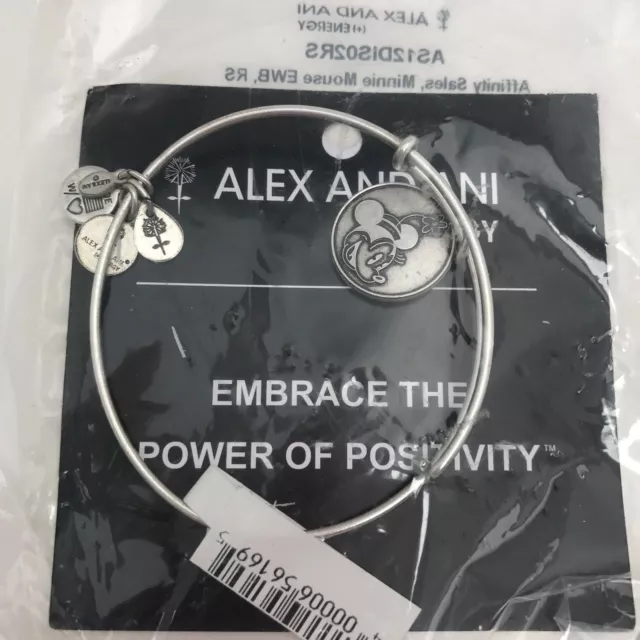 Alex & Ani Minnie Mouse Bracelet Bangle Silver Disney Parks Flower RETIRED NEW