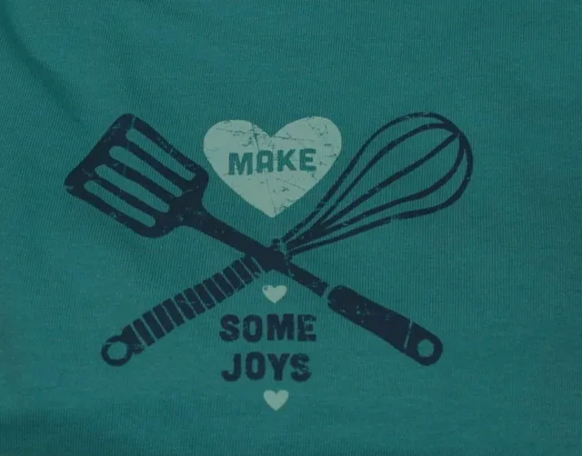 NWT Women's Life is Good Make Some Joys Chef Tools Turquoise Blue LS Crusher Tee