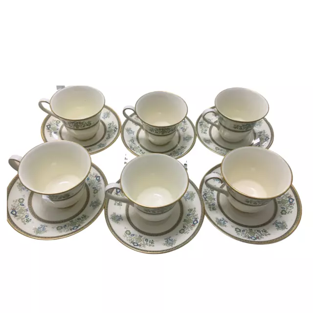 Minton Henley Tea cup & Saucer Fine Bone China Set of 12 (6 Pairs)